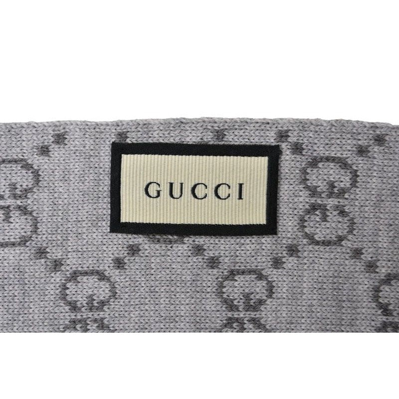 Gucci Scarf Winter 100% Wool GG Pattern Light Gray 3 G206 1263 — view 5
