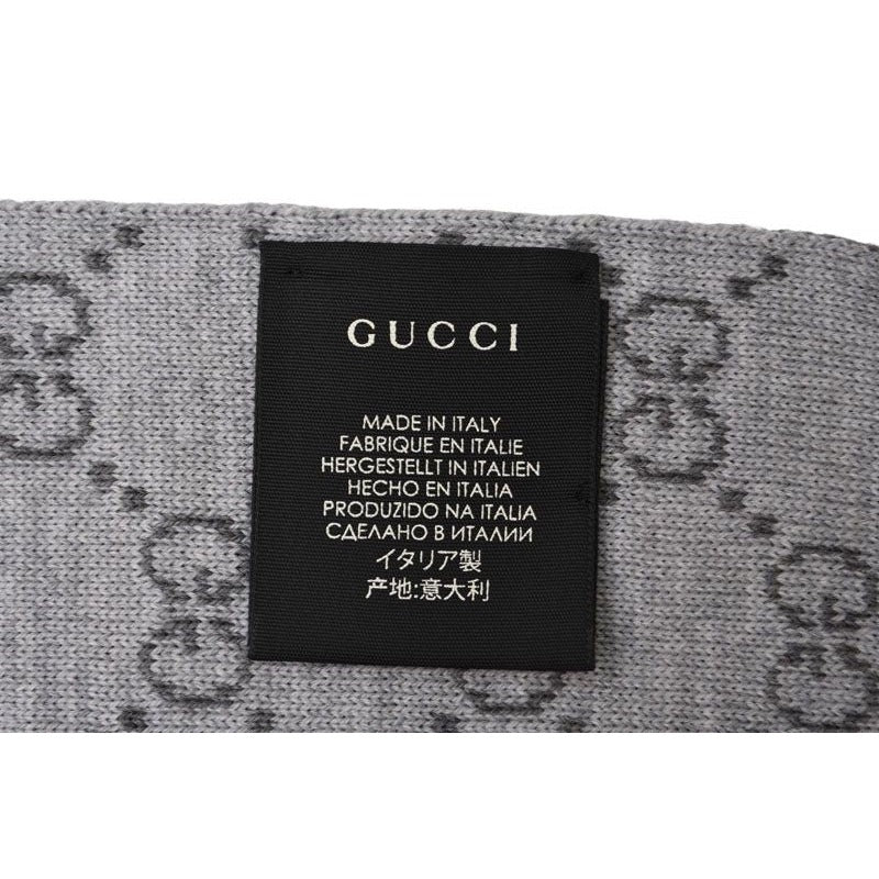 Gucci Scarf Winter 100% Wool GG Pattern Light Gray 3 G206 1263 — view 6