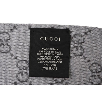 Gucci Scarf Winter 100% Wool GG Pattern Light Gray 3 G206 1263 — view 6