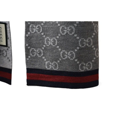 Gucci Scarf Winter 100% Wool GG Pattern Light Gray 3 G206 1263 — view 7