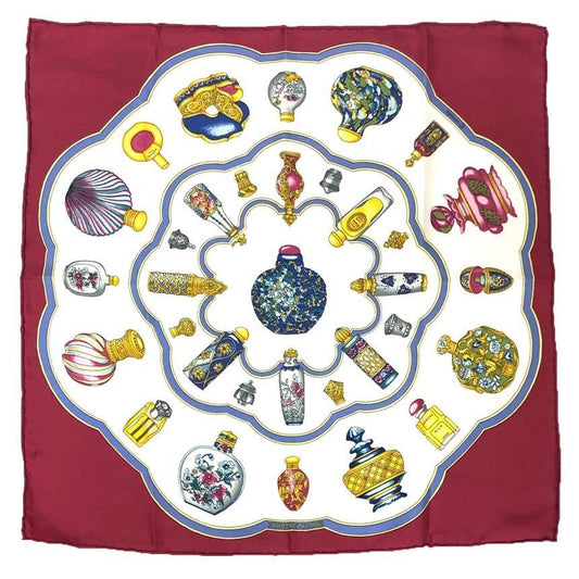 Hermes Carre 45 Scarf Pourvu Qu'on Ait L'ivresse Perfume Pattern Silk Gold
