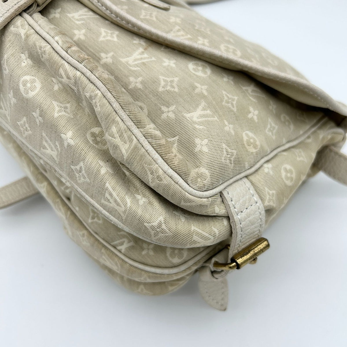 Louis Vuitton Monogram Mini Lin Saumur 30 Crossbody Shoulder Bag Dune White — view 9