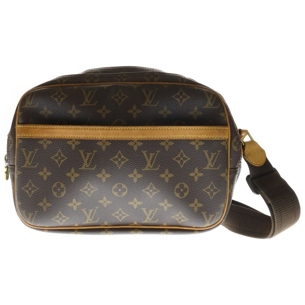 Louis Vuitton Monogram Reporter PM Shoulder Bag Brown Leather Gold