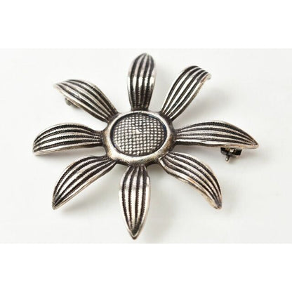 Saint Laurent Brooch Pin Vintage Silver Flower Motif — view 2