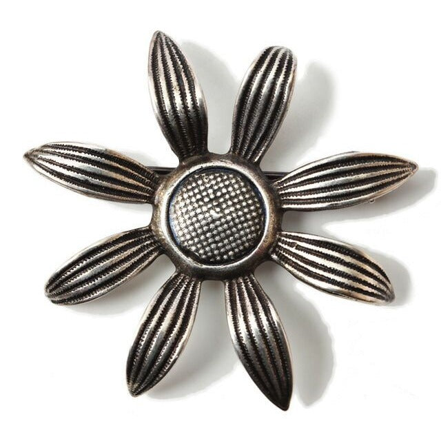 Saint Laurent Brooch Pin Vintage Silver Flower Motif