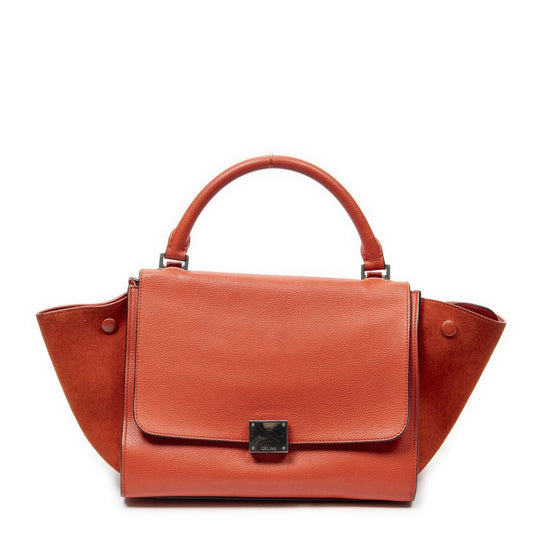 Celine Small Medium Swing Red Grain Calfskin Leather Shoulder Bag