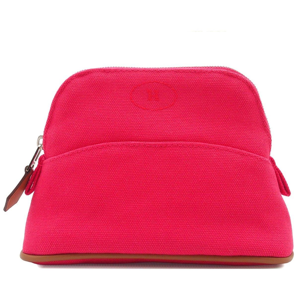 Hermes Bolide Pouch Mini Hibiscus Silver Cotton Canvas