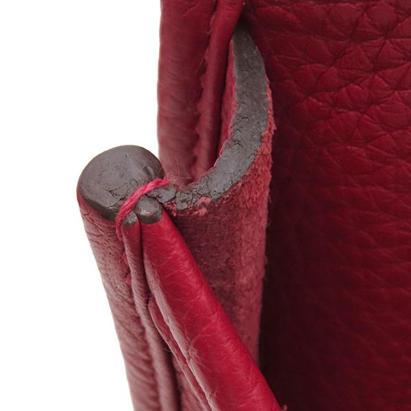 Hermes Shoulder Bag Evelyn 3 PM Taurillon Clemence Rouge Cazac Silver Hardware