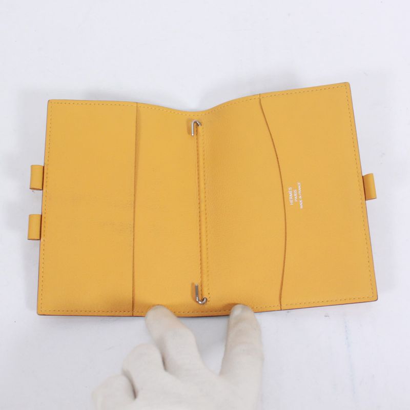 Hermes Agenda GM Leather Yellow Wallet (other) Silver