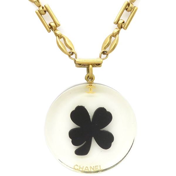 Chanel Necklace Coco Mark Clover GP Gold Pendant 01c