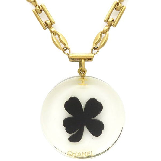 Chanel Necklace Coco Mark Clover GP Gold Pendant 01c