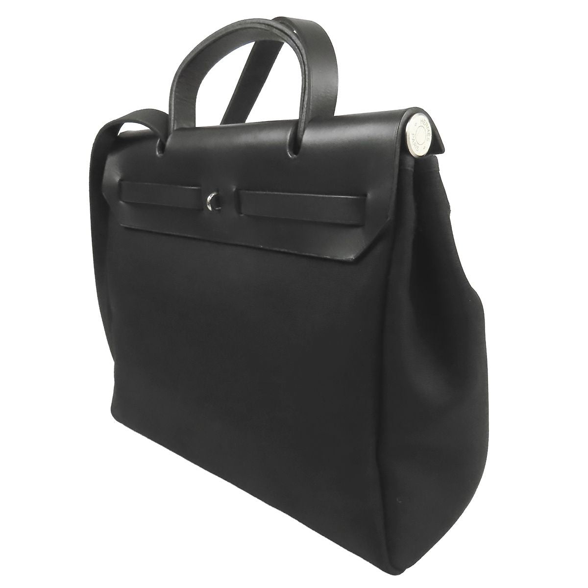 Hermes Herbag PM Natural Black Silver Vache Toile 2-Way Shoulder Bag — view 2