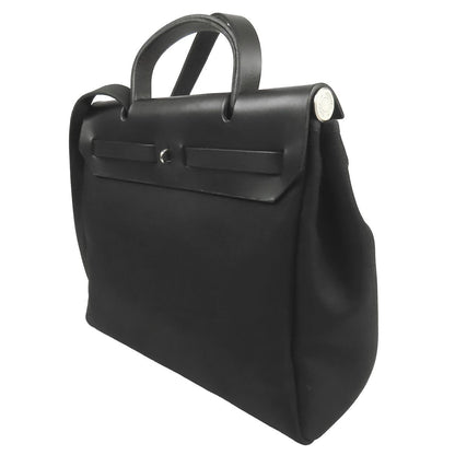 Hermes Herbag PM Natural Black Silver Vache Toile 2-Way Shoulder Bag — view 2