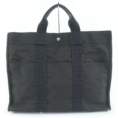 Hermes Her Line Herbag MM Serie Hardware Canvas Tote Handbag Gray