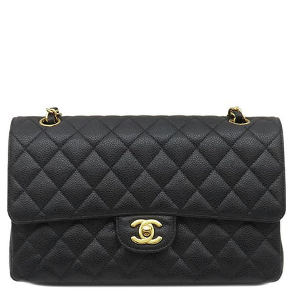 Chanel Shoulder Bag Matelasse 25 Flap Bag Caviar Skin Black Gold Hardware