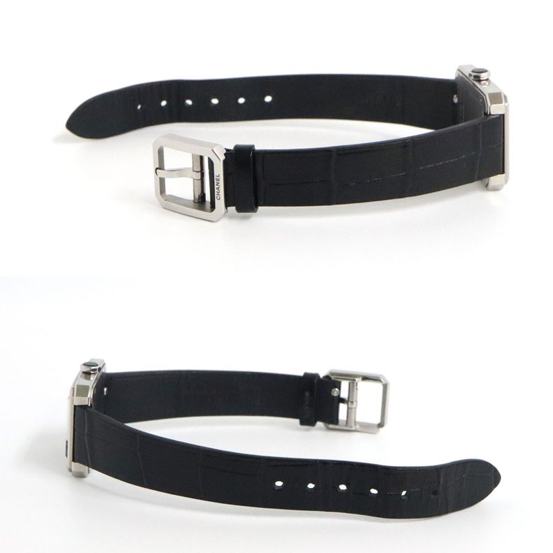 Chanel Boyfriend H6586 Black Diamond Bezel SS Leather Quartz Ladies
