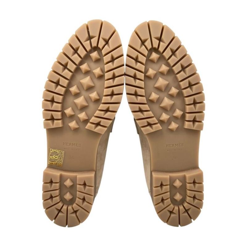 Hermes Loafer Moccasin Foble H222054z D1360 36 Size Chevre Velours Beige Camel