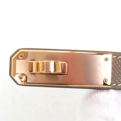 Hermes Kelly 18 Etoupe Vaux Epson Pink Gold Hardware Belt TM Engraved W With