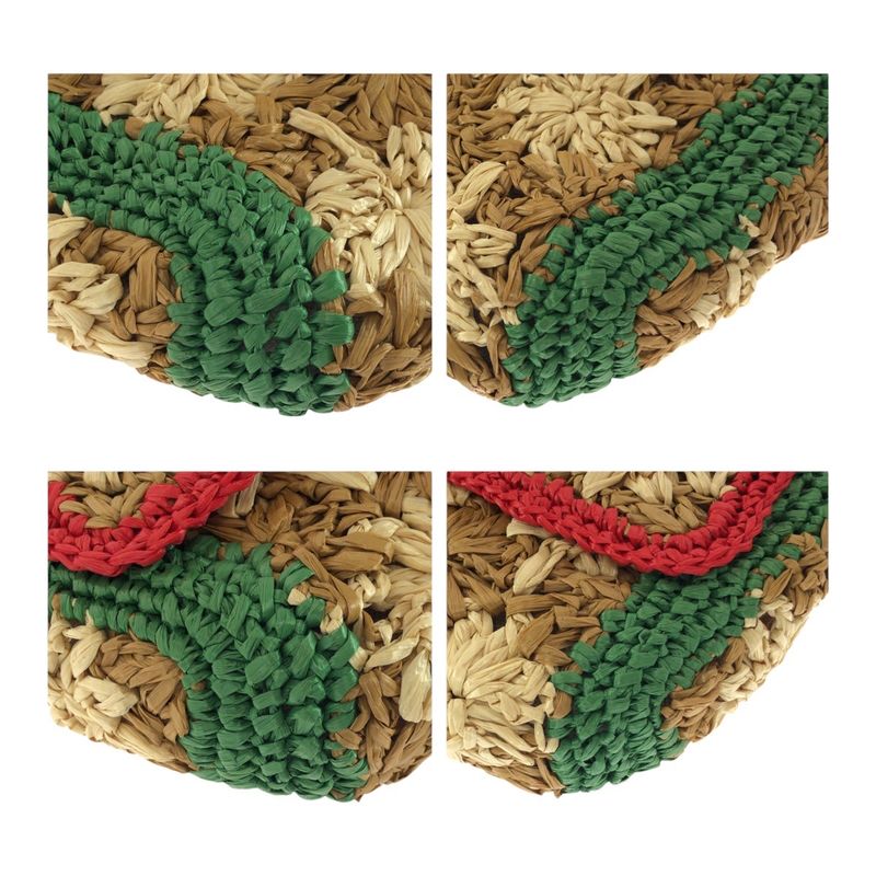 Gucci GG Marmont Beige Gold Hardware Raffia 574433 Chain Shoulder Bag Pochette