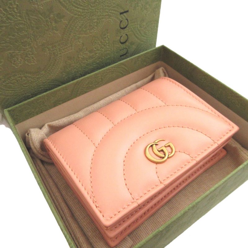 Gucci GG Marmont 466492 Leather Pink Bifold Wallet 0544 Gucci