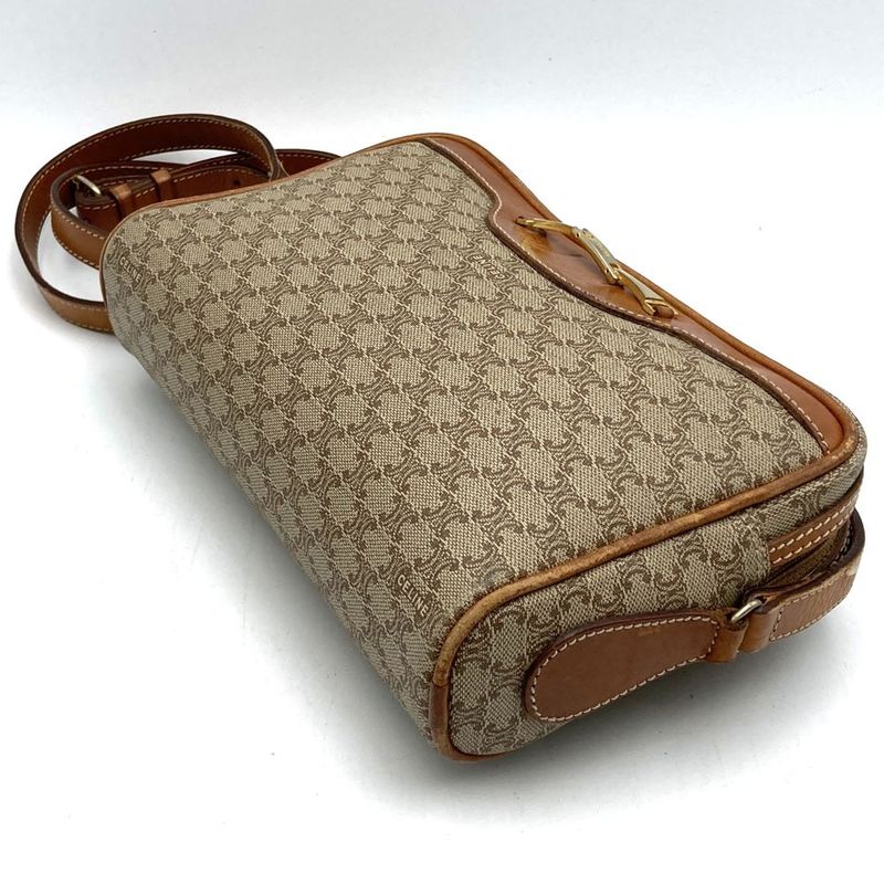 Celine Crossbody Shoulder Bag Vintage Beige Pvc/leather Ladies High Brand
