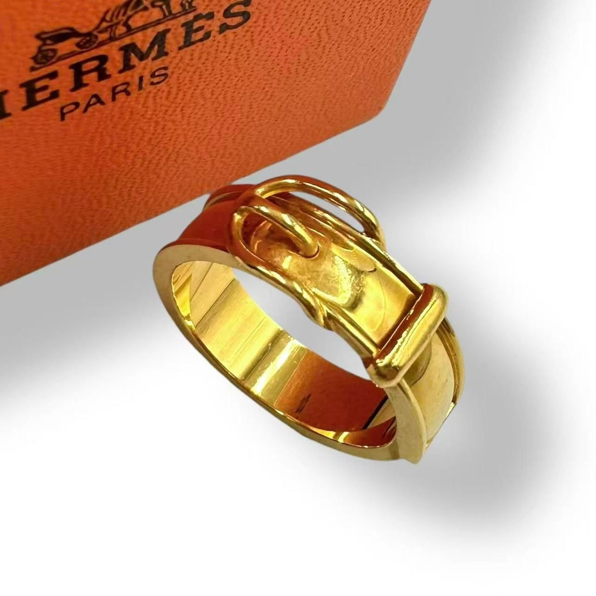 Hermes Scarf Ring Belt Motif Gold
