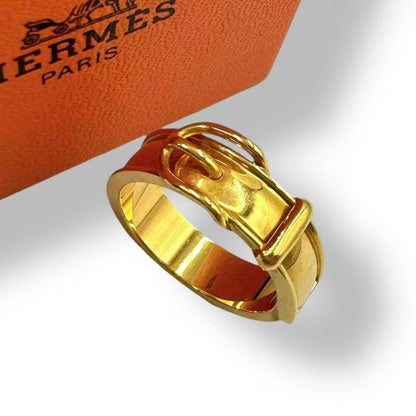 Hermes Scarf Ring Belt Motif Gold