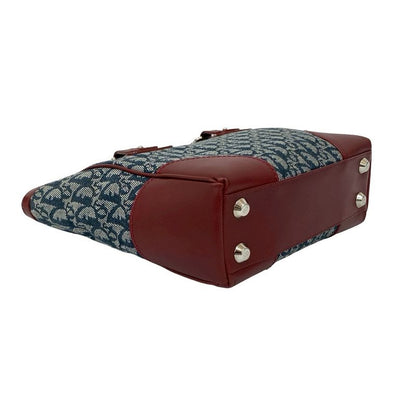 Christian Dior Trotter Pattern Canvas Leather Handbag Tote Bag