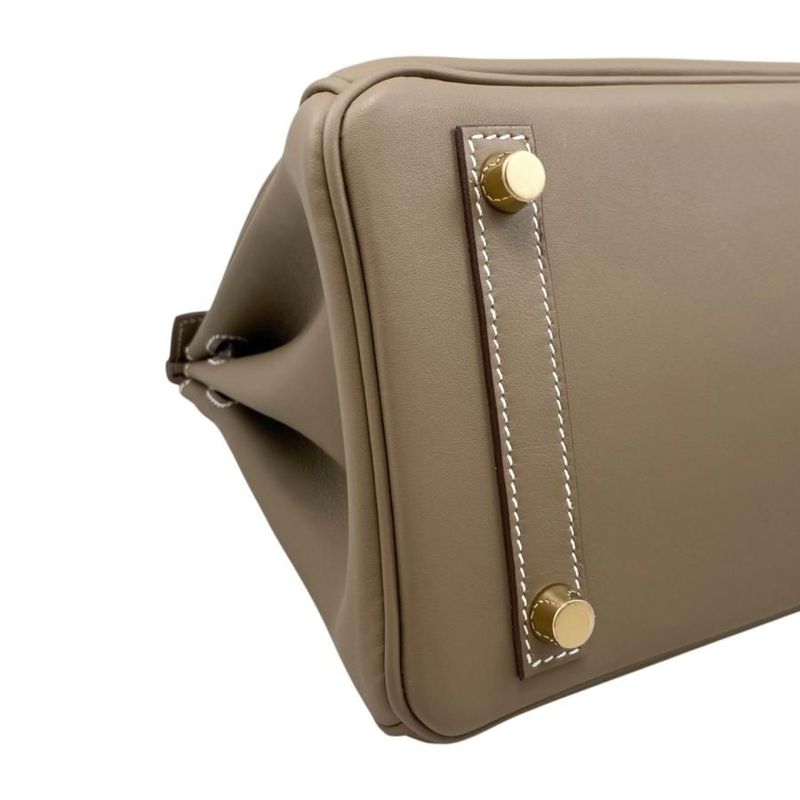 Hermes Handbag Birkin 25 W Engraved Swift Etoupe Glaze Gold Hardware Hermes