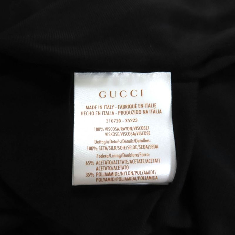 Gucci 310720 Ribbon Design Silk Wrap Dress Black M Hanger Genuine