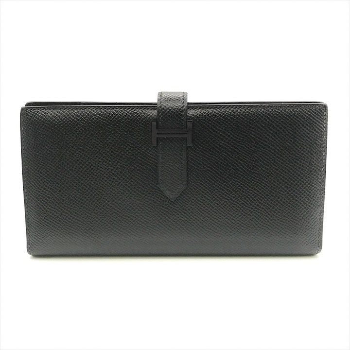 Hermes Bearn Souffle Veau Epsom Monochrome Bifold Wallet Black