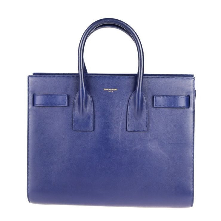 Saint Laurent Sac de Jour Handbag Leather Blue 2-Way