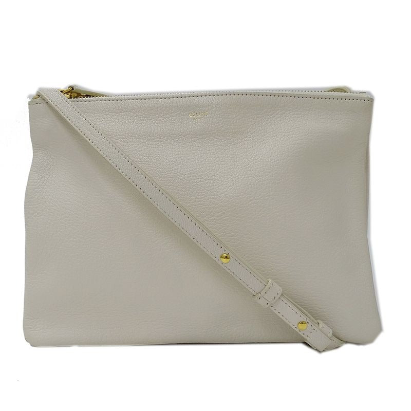 Celine Bag Shoulder Trio Large Leather White Cream Going Out