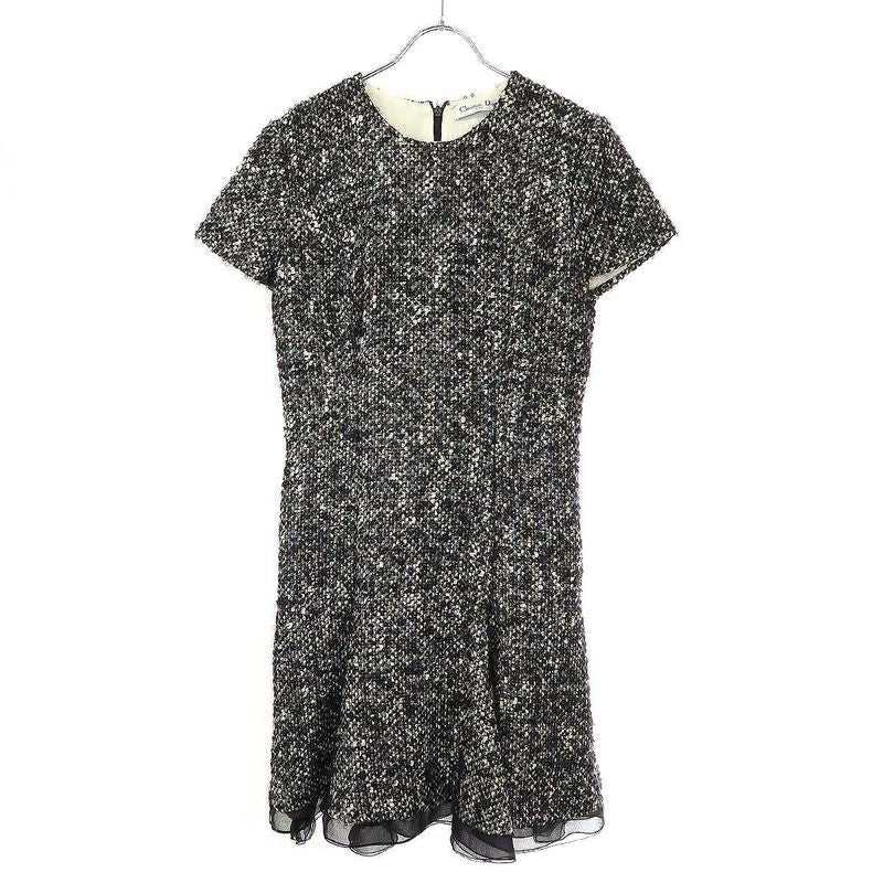 Christian Dior Tweed Dress 4 T1152 Black 42