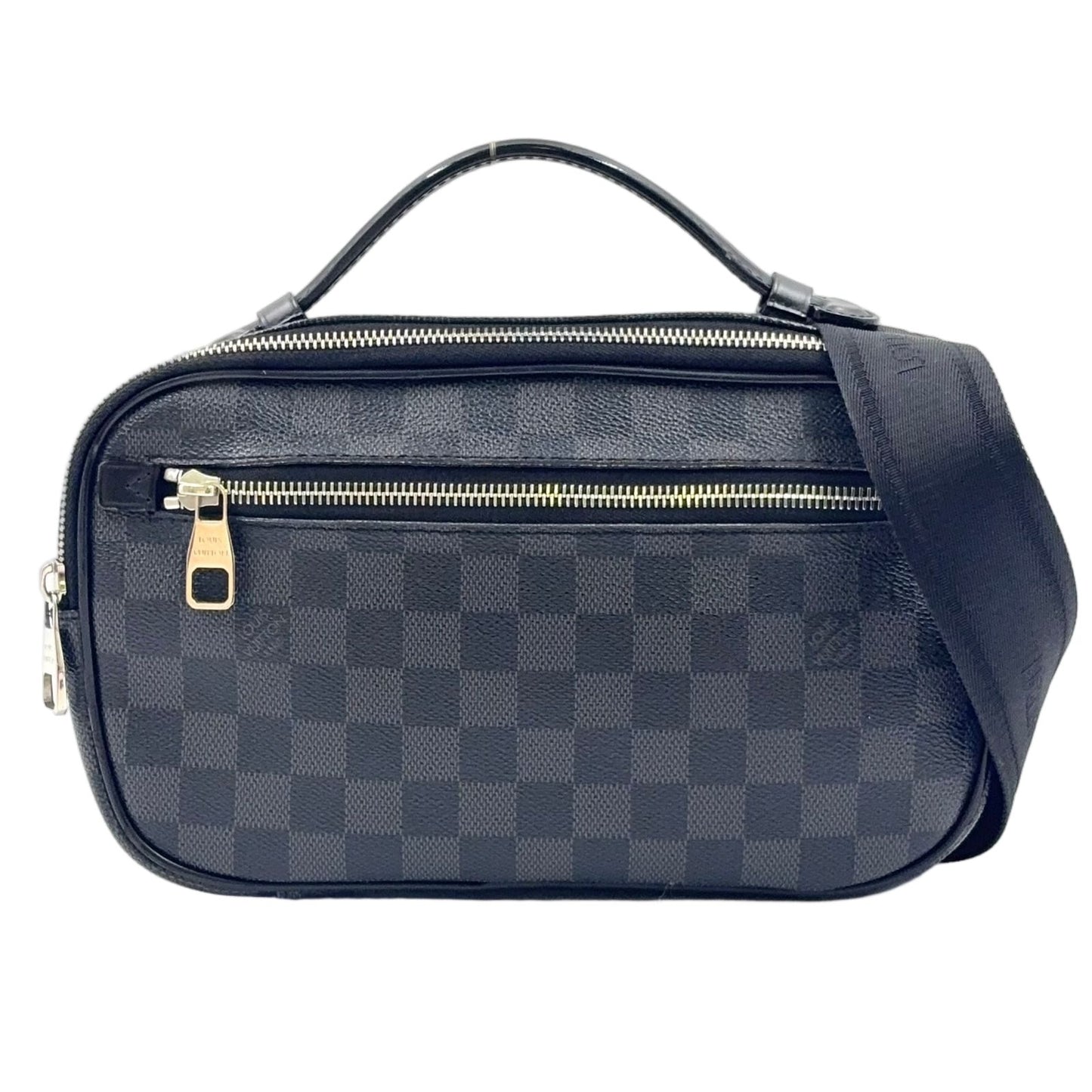 Louis Vuitton Ambler Damier Graphite Leather Black Belt Bag Silver