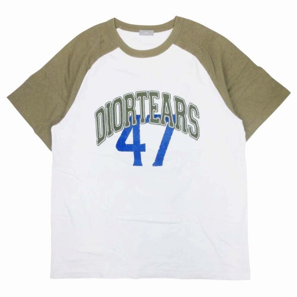 Dior Homme Denim Tears Carre Logo Embroidery T-Shirt Short Sleeve XXL Khaki