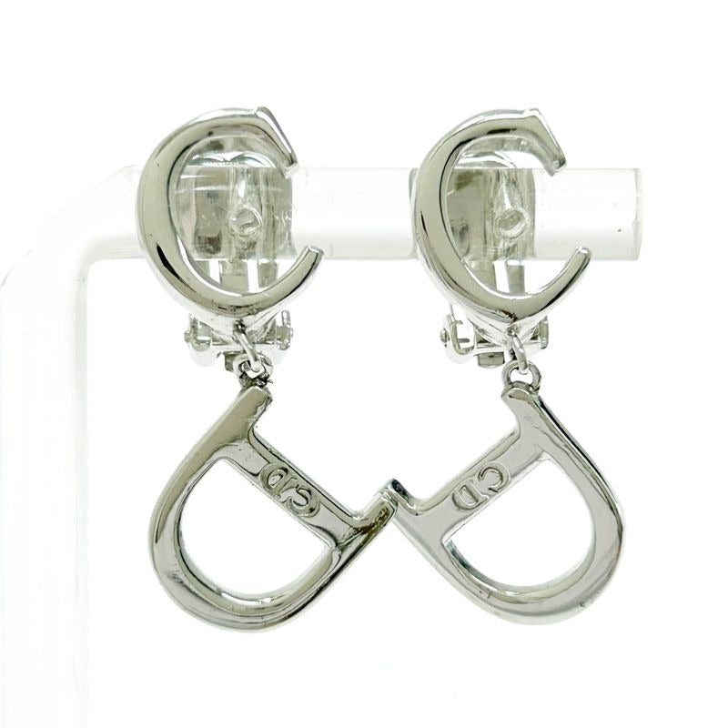 Christian Dior CD Logo Swing Earrings Silver