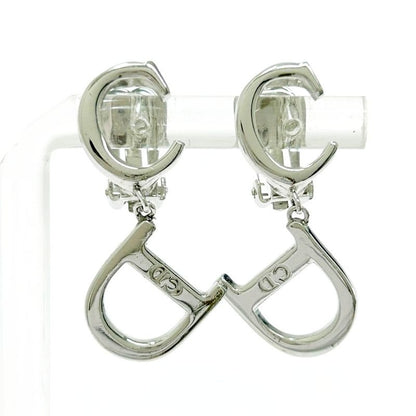 Christian Dior CD Logo Swing Earrings Silver