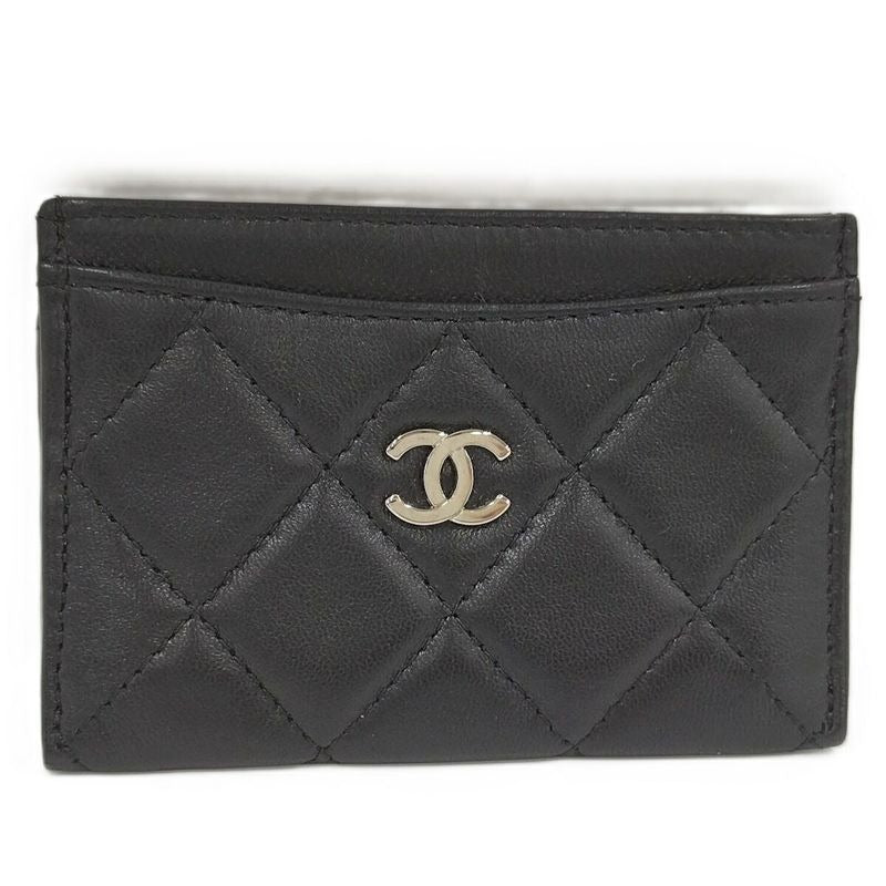 Chanel Classic Card Case Holder Quilted Leather Black Ap0213