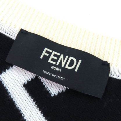 Fendi Fzz489 100% Wool FF Motif Total Pattern Crew Neck Long Sleeves Knit
