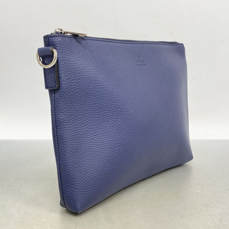 Gucci Clutch Bag 387075 Leather Navy Silver Hardware Men's