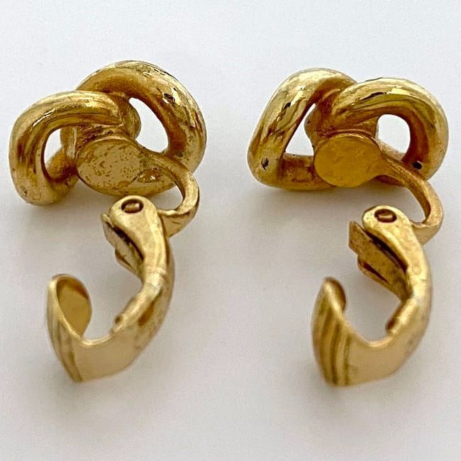 Christian Dior Earrings Gold With Clear Stones