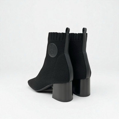 Hermes Volver Boots Short Shoes Fabric Leather Black Sock