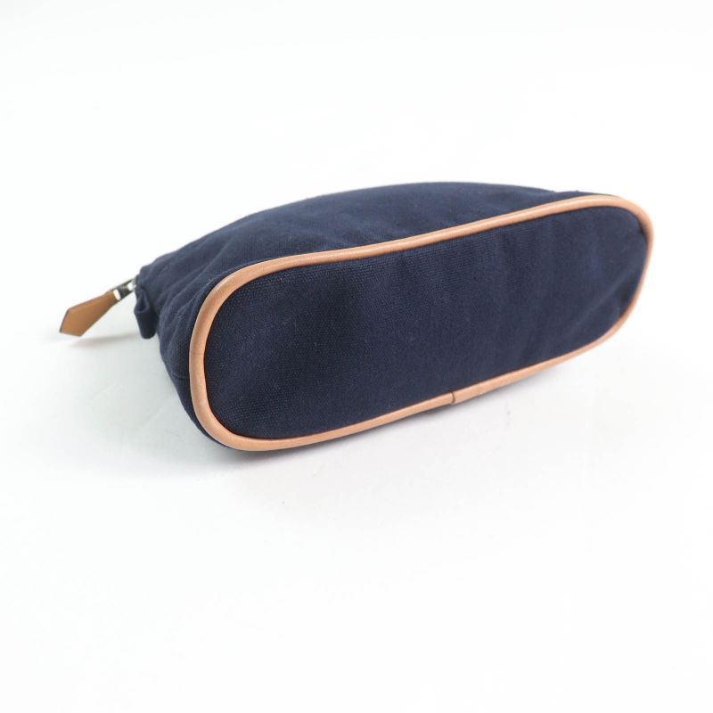 Hermes Bolide Pouch PM H Logo Embroidery Pouch / Cosmetic Pouch Navy Made In