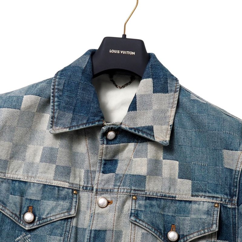 2024ssLouis Vuitton Damier Classic Denim Jacket Denim Jacket Size 50