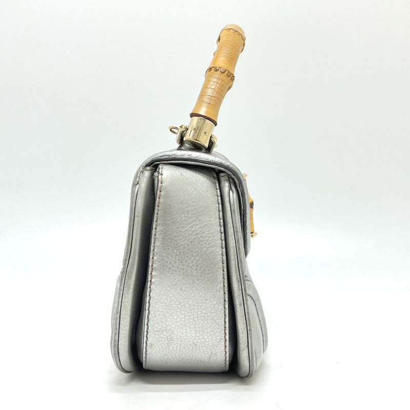 Gucci Handbag New Bamboo 254884 Leather Silver