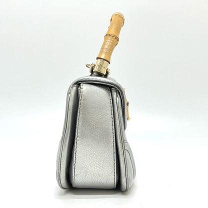 Gucci Handbag New Bamboo 254884 Leather Silver