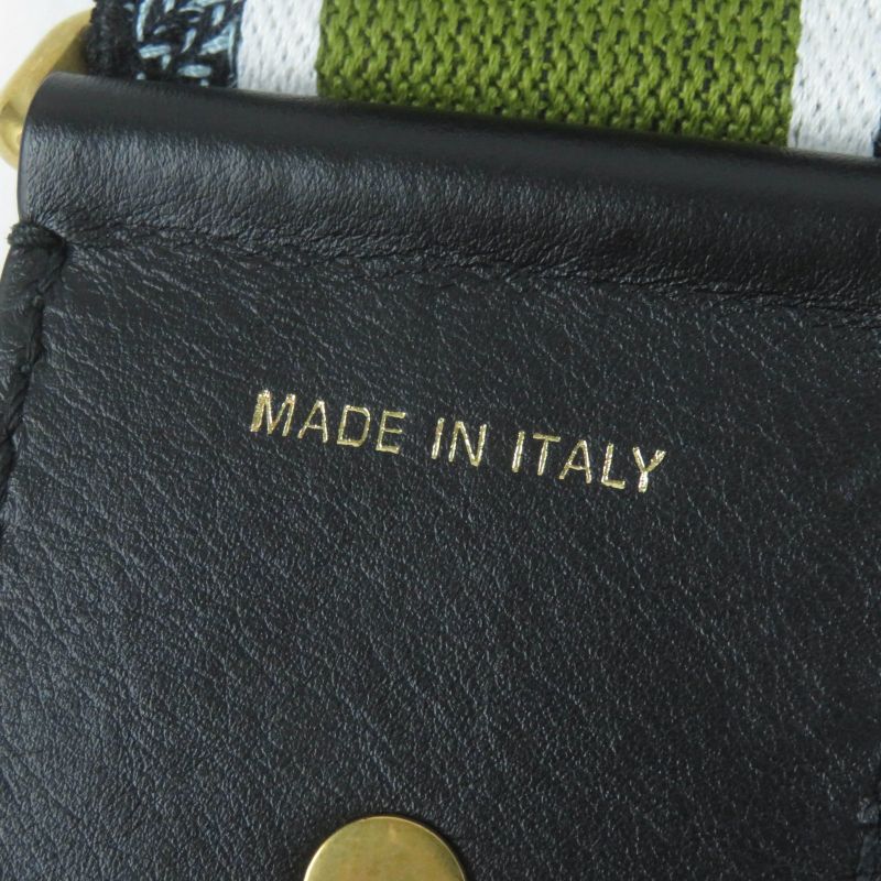 Christian DIOR Canvas Leather Logo Shoulder Strap Multicolor Goldhardware With