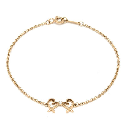 Tiffany & Co Double Rubbing Heart Bracelet Small 18K Yellow Gold