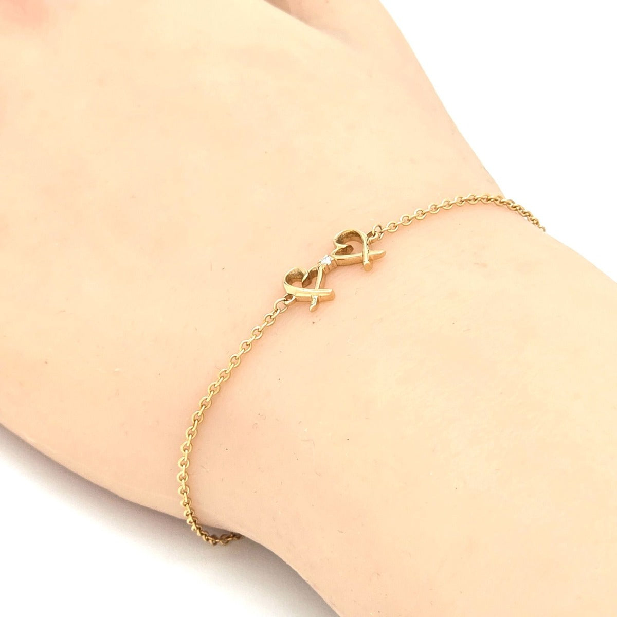 Tiffany & Co Double Rubbing Heart Bracelet Small 18K Yellow Gold — view 2